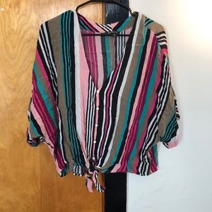 Express, multicolored tie-front top!